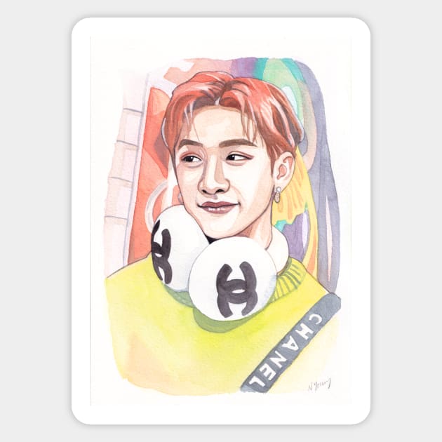 Stray Kids Chan Watercolour Painting Sticker by NiamhYoungArt